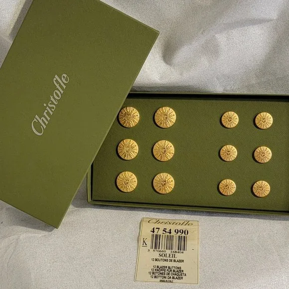 MIB CHRISTOFLE 12 Soleil Buttons for a Jacket or Blazer - Picture 1 of 6